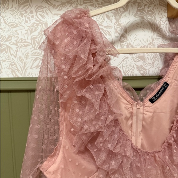 Elegant Pink Ruffle Dress - Picture 3 of 5